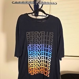 Perry Ellis - Navy tee - XL - 100% Cotton - Colorful text